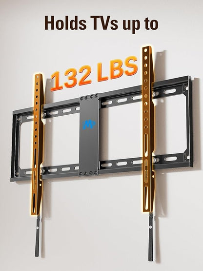 Mounting Dream TV Mount Fixed for Most 42-84 Inch Flat Screen TVs, UL Listed TV Wall Mount Bracket up to VESA 600 x 400mm and 132 lbs - Fits 16"/18"/24" Studs - Low Profile and Space Saving MD2163-K