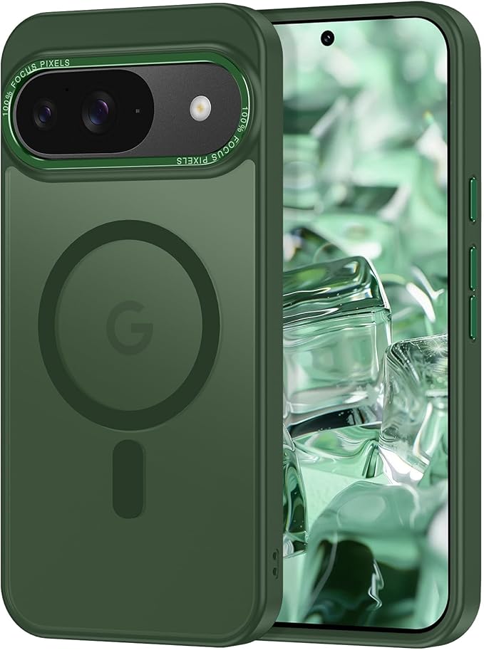 Magnetic for Google Pixel 10/Pixel 10 Pro Case, [Military Grade Drop Protection] [Compatible with MagSafe] Shockproof Slim Translucent Matte Anti-Slip for Women Girls Men Case, Forest Green