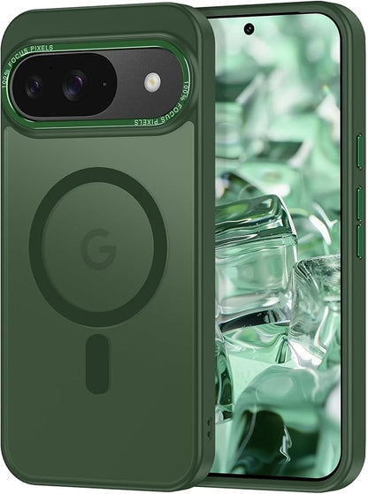 Magnetic for Google Pixel 10/Pixel 10 Pro Case, [Military Grade Drop Protection] [Compatible with MagSafe] Shockproof Slim Translucent Matte Anti-Slip for Women Girls Men Case, Forest Green