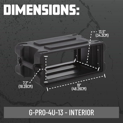 Gator Cases Pro Series 4U Rack Case with Shallow 13" Depth, Roto Molded Made in USA (G-PRO-4U-13)