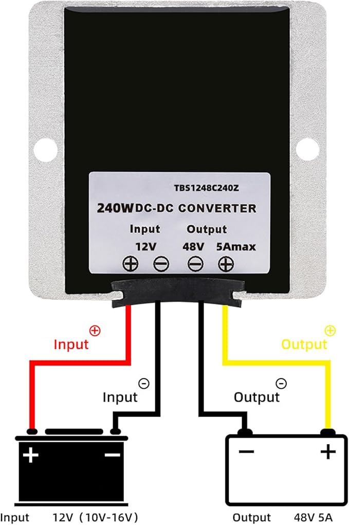 MGGi DC/DC Converter 12V Step Up to 48V 5A 240W Voltage Regulator, Power Adapter Voltage Booster, Power Supply Module Boost Transformer for Car Truck Vehicle Boat