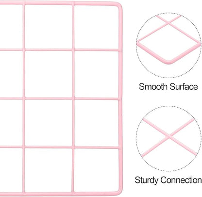 PATIKIL 16"x8" Wire Grid Panel, 2 Pack Board Photo Pictures Memo Display Grid Panels Hanging Organizer Wall Decorative Panel for Home Office Wedding, Pink
