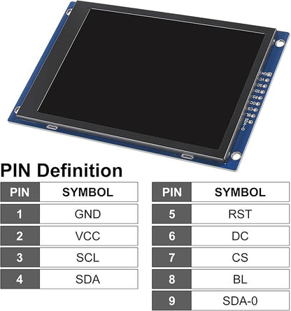 XIITIA 2pcs 3.5" SPI TFT LCD Display Module 320x480 RGB LCD Screen 3.3V ST7796 Drive SPI Interface 8pin Full Color for Arduino DIY