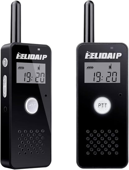ELIDAIP T-M16 Small Walkie Talkies,Portable Two Way Radio with Earpiece & Mic Set Headsets,VOX Hands Free for Restaurants,Hotel,Sports & Outdoor Activities,Hospitals,Tourism,Black 2 Pack