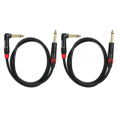 Rannsgeer 2 Pack 1/4 Inch TS Right Angle to 1/4 Inch TS 3 Feet Cable (3 Ft 2 Pack)