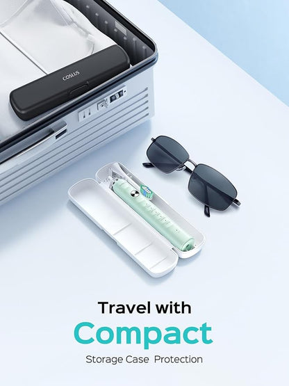 COSLUS Sonic Electric Toothbrush for Kids & Adults: 47000 VPM for Deep Cleaning & Whitening with Travel Case - 5 Modes for Sensitive Teeth & Braces, Wireless Charging, 6 Brush Heads, Green (1PC)
