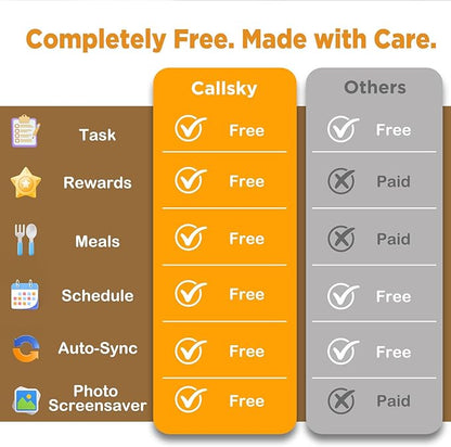 Callsky-Tech 15.6 Inch Digital Calendar - Full HD IPS Smart Touchscreen Family Planner with Octa Core & 64GB, offering an Anti-Glare Electronic Calendar, Chore Chart, and Multi-Sync—Perfect Gift for Home & Family