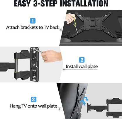 Mounting Dream TV Wall Mount for Most 26-55" TVs , Television Mount Full Motion with Swivel Articulating Arm , Center Design Wall Mount Bracket , up to VESA 400x400mm and 77 lbs Loading MD2418-MX