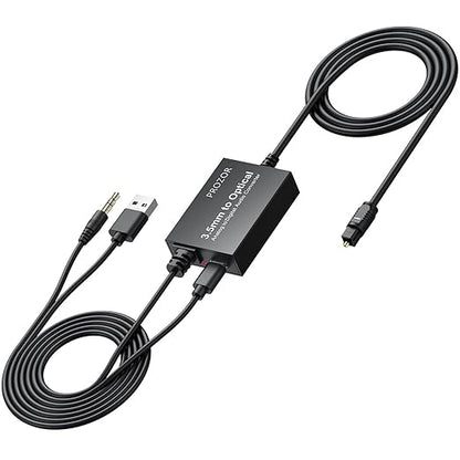 PROZOR 3.5mm to SPDIF Converter Analog to Digital Audio Cable ADC Adapter for Enhanced Sound Toslink Optical Output 3.5mm to Optical Cable for Gaming Consoles Computers and Projectors etc