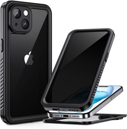 Lanhiem for iPhone 15 Privacy Case, Waterproof Dustproof Shockproof Cases for iPhone 15 with Privacy Screen Protector, Full Body Heavy Duty Protective Cover for iPhone 15-6.1 inch (Black)