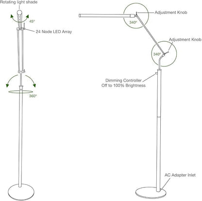Cocoweb High Powered, dimmable, LED Floor Lamp - Fled-GPS (Satin Nickel)