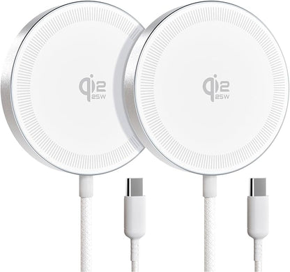 25W Magnetic Wireless Charger for iPhone 17/16, Qi2 Fast Charging Pad for iPhone 17/16/15/14/13/12 Series for AirPods, Strong Magnet, Ultra-Thin & Portable Charger Mat for Desk & Bedside, 2Pack