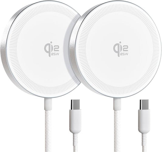 25W Magnetic Wireless Charger for iPhone 17/16, Qi2 Fast Charging Pad for iPhone 17/16/15/14/13/12 Series for AirPods, Strong Magnet, Ultra-Thin & Portable Charger Mat for Desk & Bedside, 2Pack