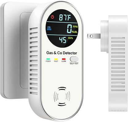 NICGOL 4-in-1 Upgraded Natural Gas Detector & Carbon Monoxide Detectors - Carbon Monoxide Detectors Plug in - Natural Gas, Propane, Co Detector, Temperature & Humidity Detectors for Home, RV (White)