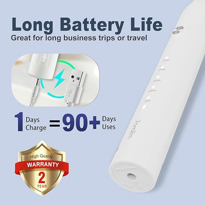 7AM2M Sonic Electric Toothbrush for Adults and Kids, with 8 Brush Heads and Travel Case,5 Modes with 2 Minutes Built in Smart Timer, One Charge Use for 90 Days, Rechargeable Toothbrushes(White)