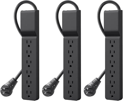 Belkin Power Strip Surge Protector with 6 AC Multiple Outlets - Flat Rotating Plug, 6 ft Long Heavy-Duty Extension Cord for Home, Office, Travel, Computer Desktop & Charging Brick (600 Joules) 3PK