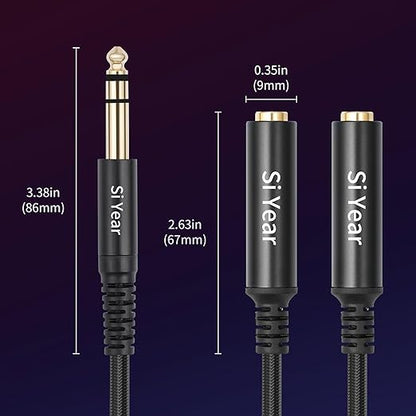 SiYear 1/4" Splitter Cable, 6.35mm TRS to Dual 1/4 inch Female Stereo Y Headphone Splitter Cable for Studio,DJ,Amplifier,Karaoke, Live Sound Systems etc(30cm /2PACK)