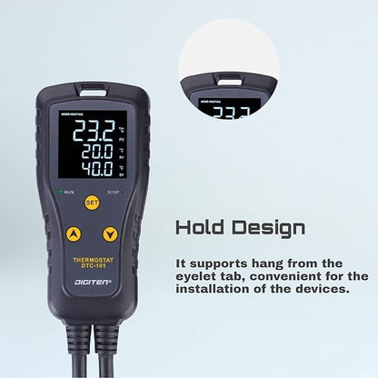 DIGITEN DTC101 Temperature Controller Digital Heat Mat Thermostat Greenhouse Thermostat Outlet Heating Cooling Temperature Control Seedlings Germination Rooting Fermentation Reptiles