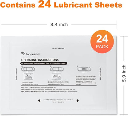 Bonsaii Paper Shredder Lubricant Sheets, 24-Pack (8.4 x 5.9 inch/Piece)