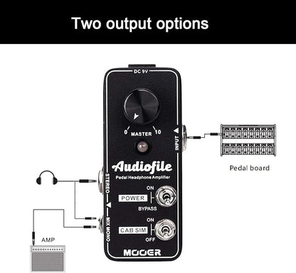 MOOER Micro Guitar Pedal Audiofile Headphone Amp Analog, Access to Effects Circuits, Buffer/Clean Boost for Electric Guitar/Bass