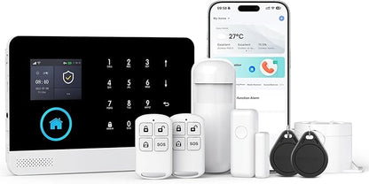 LWOHSI Home Security Alarm System,Wireless 4G/WiFi Home Security Systems with Door/Window Sensor,Tuya APP Alerts,24/7 Professional Monitoring,Work with Alexa and Google,DIY Customized Installation