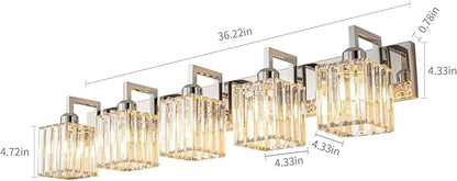 FDPBY Modern Bathroom Vanity Light 5-Lights Chrome Crystal Wall Lamp Bathroom Modern Crystal Vanity Lighting