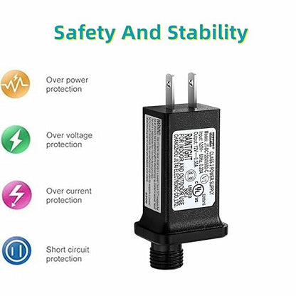 2PCS Replacement 12V 0.5A LED Transformer JT-DC120V0500-C Class 2 Power Supply IP44 LED Light Controller Low Voltage Transformer for Christmas String Light Inflatable Decorations (12V6W 2PCS)