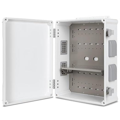 Namunanee Outdoor Electrical Junction Box, ABS Water Resistant Enclosure with Internal Mounting Panel & Hinged Cover (16.5" H x 12.6" L x 6.1" W)