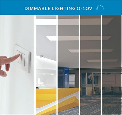 2x4 FT LED Light Flat Panel, 40-72W, 5 CCT 3K | 3.5k | 4K | 5K | 6.5K, Dimmable Recessed Drop Ceiling Lights, 3750/5000/6250/7500/9000 Lumen, Lay in Fixture for Commercial 120-277V, UL DLC (4 Pack)