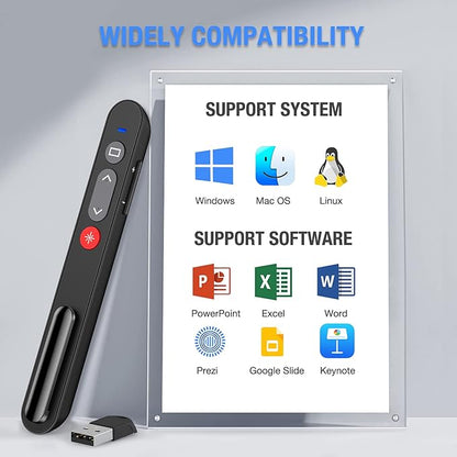 NinjajoyOX Presentation Clicker with Case, Wireless Presenter for PowerPoint Slide with Hyperlink & Volume Control, Presentation Remote Clicker for Mac/Computer/Laptop, Google Slide/PPT/Keynote