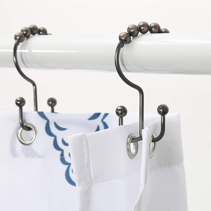 Shower Curtain Hooks, Goowin Shower Curtain Rings, Stainless Steel Shower Curtain Hooks Rust Proof Free Sliding Double Shower Hooks for Curtain, Shower Curtains & Liners (Bronze)