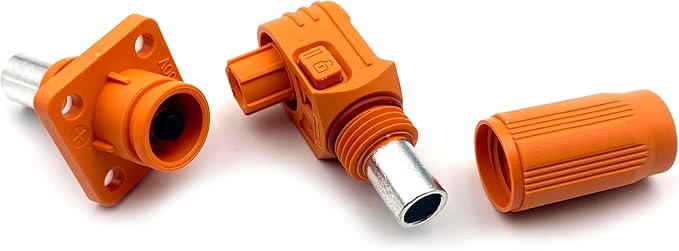 1 Set Battery Energy Storage Connector, 300A High Current Connectors Quick Plug Terminal Orange Right Angle Plug and Socket IP67 Waterproof Power Adapter Crimping 95mm² Wiring (1500V)