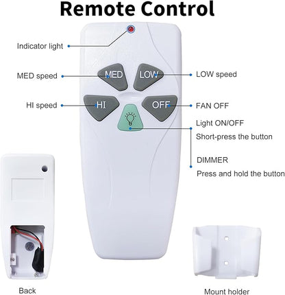 Humpptom Fan Remote Control Kit, 53T Small Size Receiver Ceiling Fan Remote Control Control for Hunter/Harbor Breeze/Westinghouse/Honeywell/Other Ceiling Fan Humpptom Mini Black
