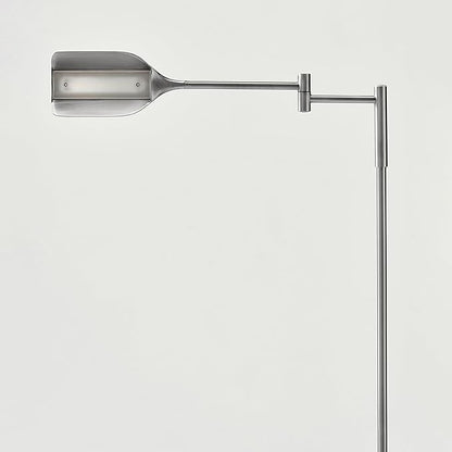 Brightech Leaf Pharmacy LED Reading Lamp, Dimmable Floor Lamp with Easy Adjustable Rotation Over Chair or Desk for Living Room, Work Light for Office, Modern Minimalist Home Decor - Platinum Silver