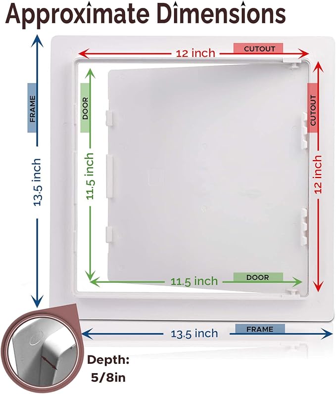 Morvat Access Panel 12x12 Inch for Drywall & Ceiling with Door, Heavy-Duty Durable ABS Plastic & Easy Install Access Box, Wall Hole Cover Plate for Plumbing & Electrical Cables & Wiring, White, 2 Pack