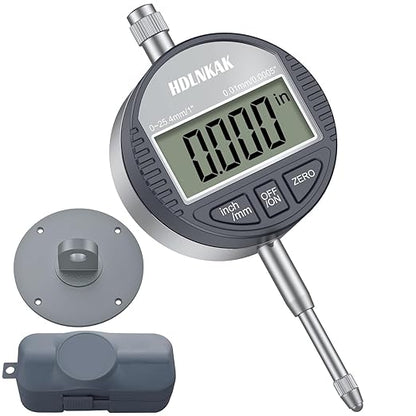 HDLNKAK Electronic Digital Dial Indicator Gauge Inch/Metric Conversion 0-1 Inch/25.4 mm Digital Probe Indicator Dial Test Gauge High Resolution: 0.0005''/0.01mm