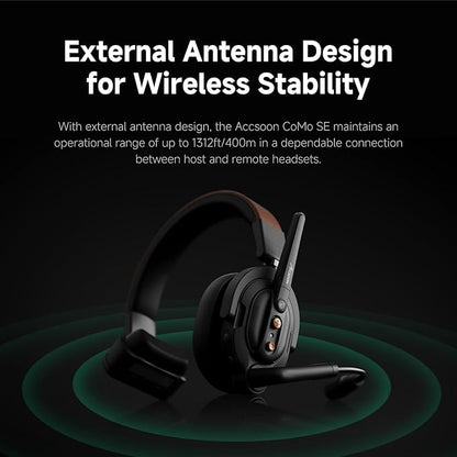 Accsoon Como SE Wireless Headset Intercom System 1312ft Team Communication Group Talk, 30+Hour Battery Life(Only Remote Headset)