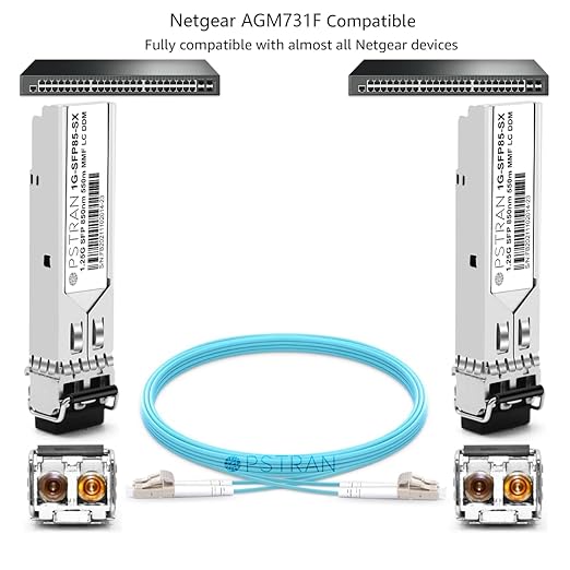 OPSTRAN 1000BASE-SX SFP Optical Transceiver Module Compatible with Netgear AGM731F 850nm 550m DDM Duplex LC MMF 4pcs/Pack
