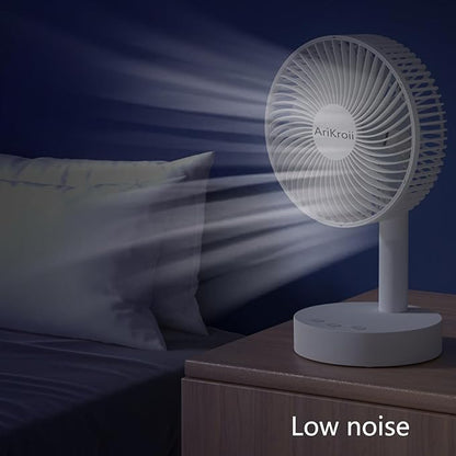 AriKroii USB Desk Fan with Adjustable Tilt 90 Rotation,Ultra-quiet but High Efficient, 3 Speeds Wind Cooling Fan Desktop Consoles with USB Charging, for Cooling Home Office Car Summer Travel