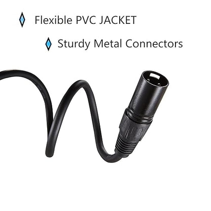 MFL. 25 ft Flexible DMX Cable 3 Pin Signal XLR Male to Female Cable Wire for Stage Lighting DJ Lights, 110 Ohms Impedance, Black, 4 Pack