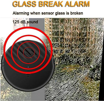 EverNary Window Vibration Alarm,5Pack-125dB Loud Ultra-Slim Anti-Theft Alarm for Door and Window Glass Break Sensor Alert with Adjustable Sensitivity (5, Black)