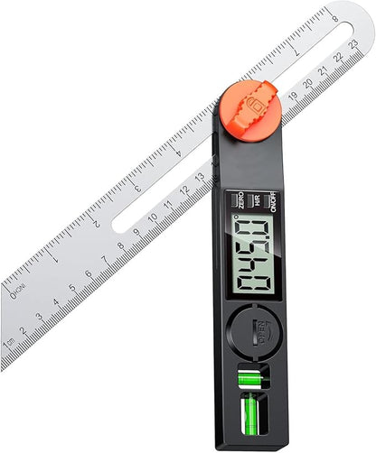 NORTOOLS Digital Angle Finder Protractor, Plastic Angle Finder 7inch/200mm 0-360 ° LCD Digital Protractor Ruler,±0.5° Accuracy Measuring Tool for Woodworking/DIY/Miter Saw (2 Batteries Included) ﻿