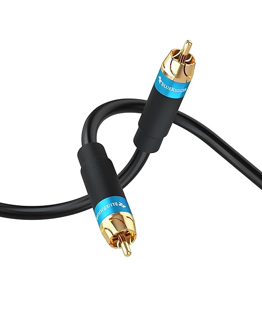 BlueRigger RCA Audio Subwoofer Cable (8FT, Dual Shielded, Gold Plated RCA Connectors) – for Subwoofer, Amplifier, Home Theater