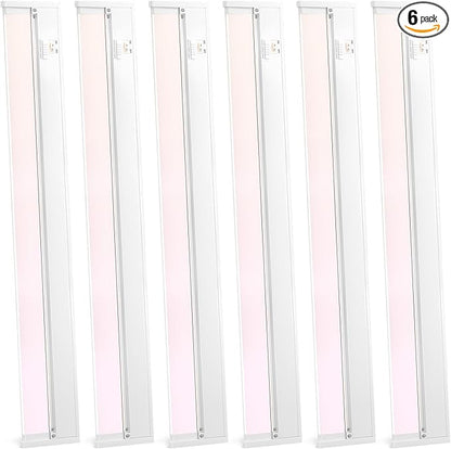24" 6Pack Hardwired Under Cabinet LED Light Plug in, 16W 1200LM, 3CCT (3000K/4000K/5000K), Rotatable 45°, Connect Up to 10 Fixtures, Under Counter Lights Linkable for Kitchens and Offices,YT-4208-22-6