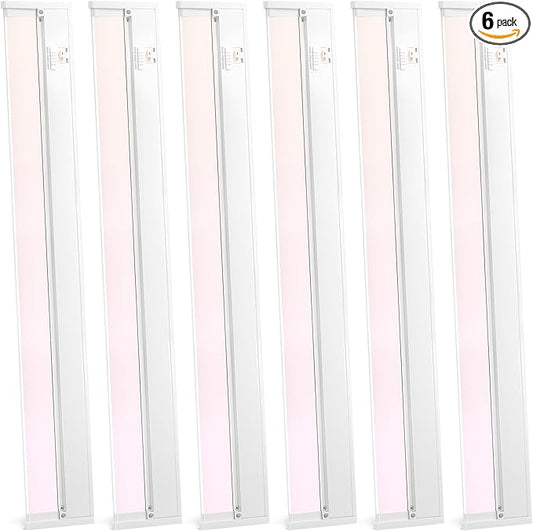 24" 6Pack Hardwired Under Cabinet LED Light Plug in, 16W 1200LM, 3CCT (3000K/4000K/5000K), Rotatable 45°, Connect Up to 10 Fixtures, Under Counter Lights Linkable for Kitchens and Offices,YT-4208-22-6