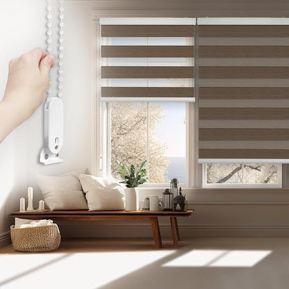 FOIRESOFT Standard Custom Blackout Zebra Roller Blinds [Bonita, Brown, W 10-109 x H 10-105 inch] Dual Layer Privacy Shade, Room Darkening, Select 1x1 for Custom