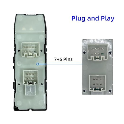 04602780AA Power Window Switch Control Compatible with Dodge Avenger Charger Caliber Magnum Ch'rysler 200 300 Sebring J'eep Compass Patriot Mitsubishi Replace OE 4602780AA Left Front Driver Side