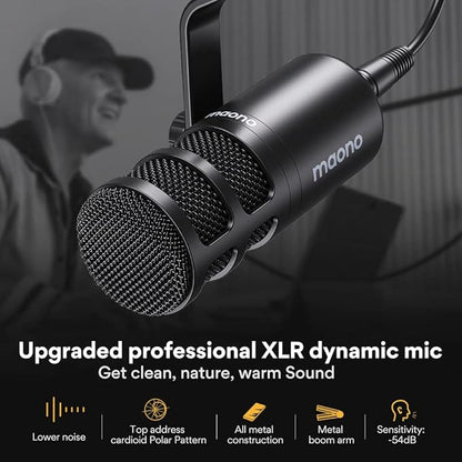 MAONO USB Audio Interface for PC: Interface with XLR Microphone 24-bit/192kHz Routing Software LOOPBACK ASIO Driver for Recording Music, Home-Studio, Guitar, Podcast, Streaming, DAW(PS22+PD100)