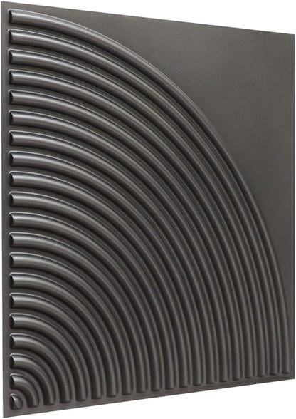 From Plain To Beautiful In Hours 9002 Arc Swell PVC 12 in x 12 in Peel and Stick Wall Panels (Covers / 10 sq.ft), Metallic Grey, 10 Piece