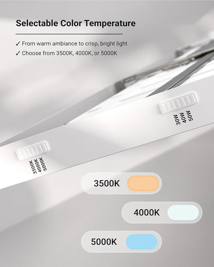 Sunco 1x4 LED Flat Panel Light, Dual Selectable CCT 3500K/4000K/5000K & Selectable Wattage 30W/40W/50W, 5700LM, 0-10V Dimming, Matte White Drop Ceiling Fixture - UL, DLC